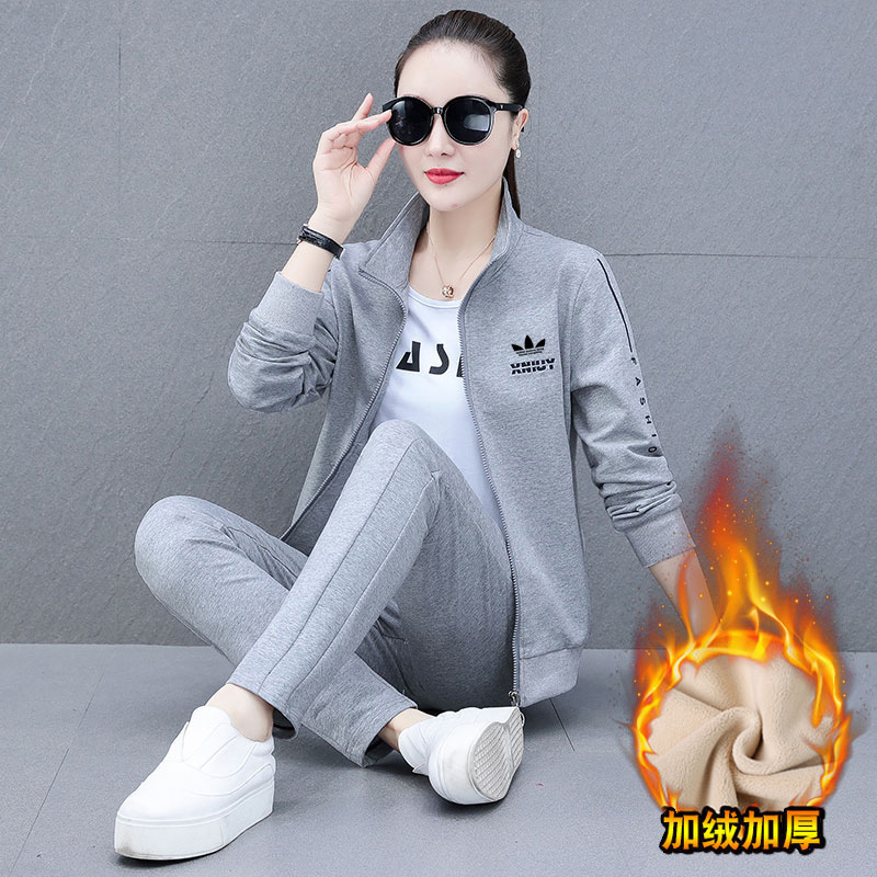 Sports Clover Pure Cotton Suit for Women 2025 New Autumn and Winter Fashionable and Age-Reducing Stand-Up Collar Cardigan Two-Piece Set Sports Clover Pure Cotton Suit for Women 2025 New Autumn and Winter Fashionable and Age-Reducing Stand-Up Collar Cardigan Two-Piece Set