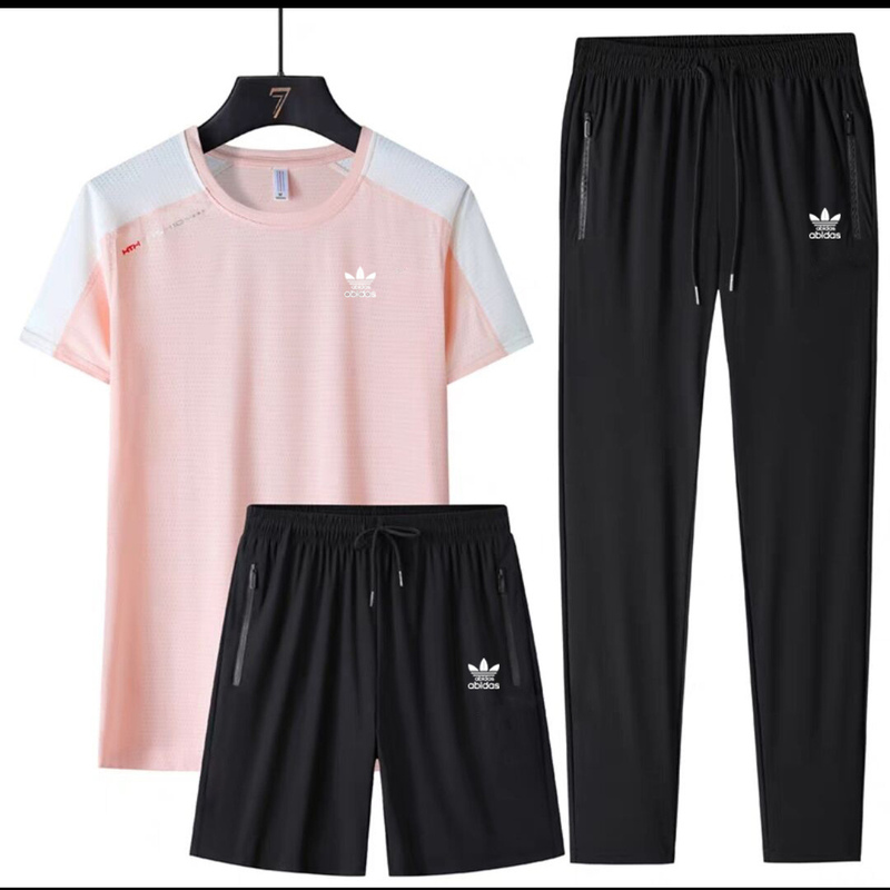 Sports Clover Ice Silk Suit for Women 2025 Summer Fashion Casual Quick-Drying Breathable Running Fitness Clothes Two-Piece Set