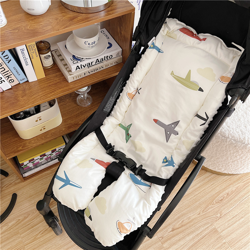 Newborn Baby Stroller Cushion Autumn Winter Dining Chair Cotton Cushion Baby Stroller Mat Outside Coaxing Sleeping Mat Pure Cotton Mat Thick