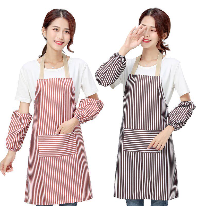 Apron women's kitchen apron coverall Korean fashion cute adult work clothes waterproof and oil-proof waist sleeve set