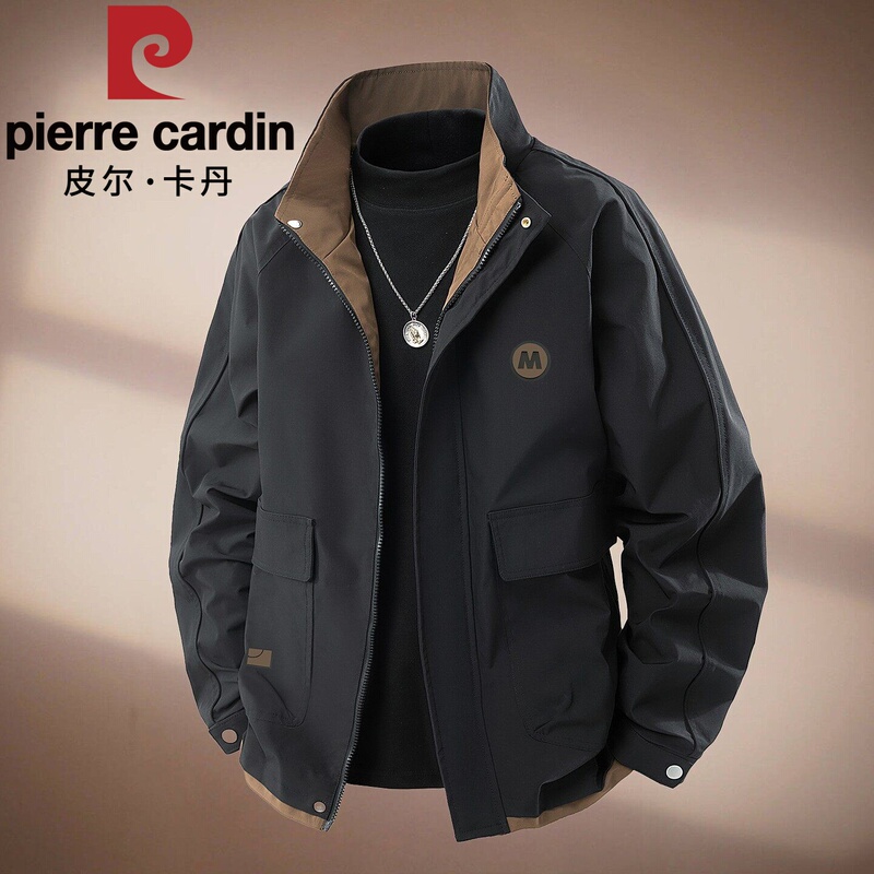 Pierre Cardin Workwear Stand-Collar Jacket Men's Softshell Windbreaker 2026 Spring Windproof Plus-Size Casual Outerwear