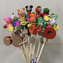 Early educational education for children traditional rattle boys and girls wooden wooden man hand-cranked drum stall temple fair nostalgic puppet