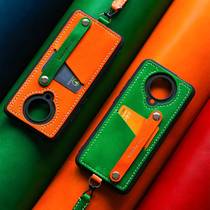 Two needles and one line opening day gift contrasting color birthday gift for male and female couple graduation gift genuine leather mobile phone case with customized LOGO