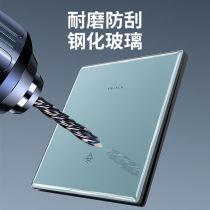 International electrician ultra-thin blue tempered glass switch socket panel wall concealed 86 type porous household