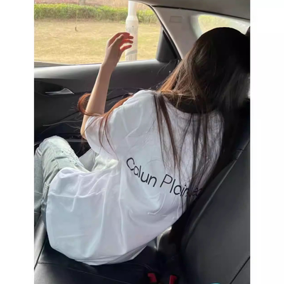American high street white letter-printed short-sleeved T-shirt for women's summer loose oversized couple simple top trend