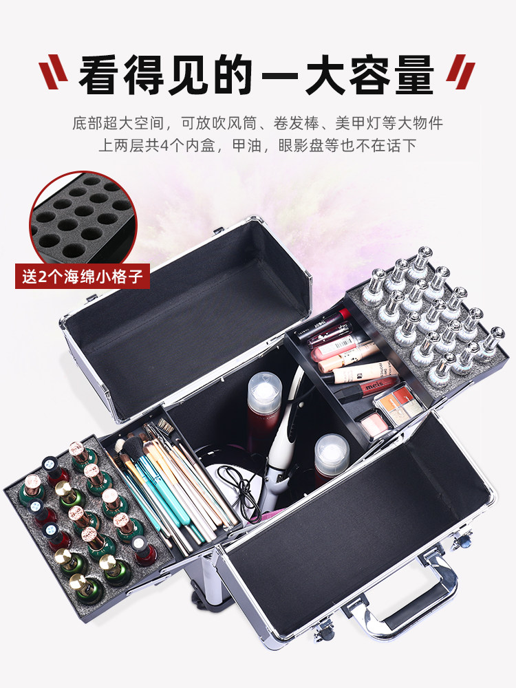 Edgar Trolley-Type Aluminum Alloy Tool Box for Foot Bath Technicians with Wheels for Installation, Maintenance, Carpentry, Hardware, and Hand Tools