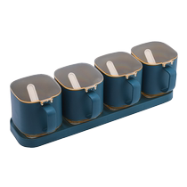 Condiment box kitchen supplies storage rack integrated multi-compartment salt and MSG bottle storage household condiment jar Huanghe 1117