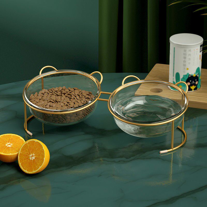 Cat Bowl Ceramic Cat Food Basin Double Bowl Dog Bowl Pet Bowl Cat Food Bowl Water Bowl Kittens to protect cervical spine anti-roll