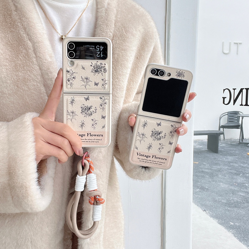 【Fresh Hand-Drawn Tulips】Suitable for Samsung Z Flip6 Phone Case, Foldable Screen Galaxy Z Flip5/4/3 Protective Cover, Leather-Like Hard Case, Z Flip3 Anti-Drop Case, W24/W23 Flip