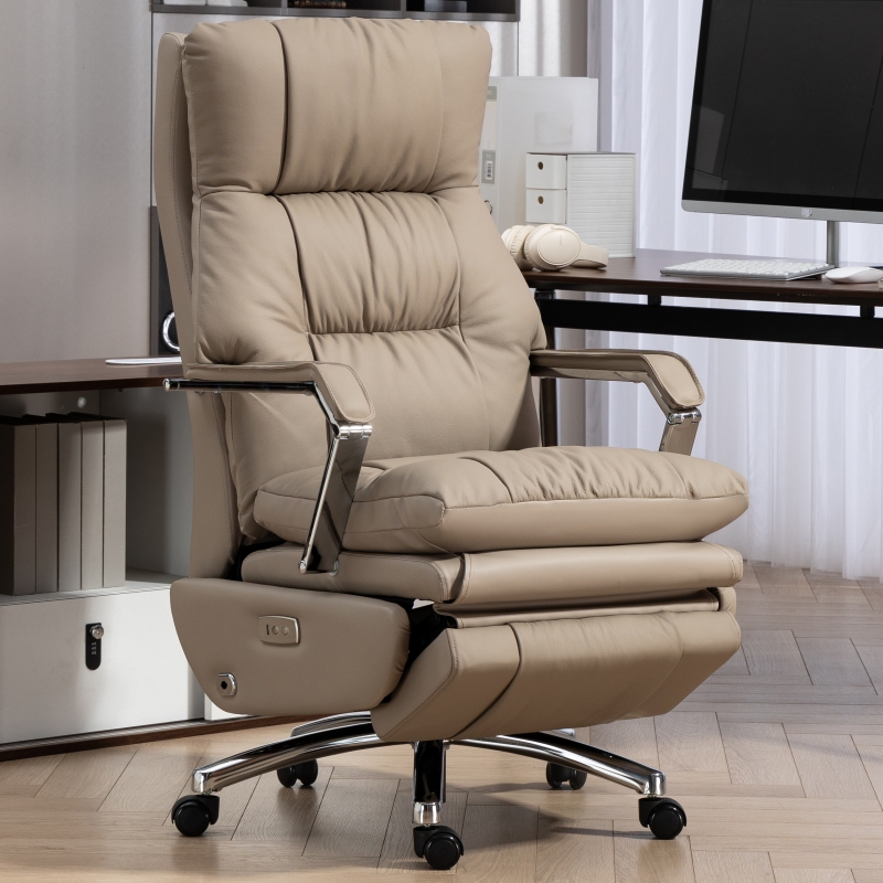 Genuine Leather Boss Chair, Home Office Chair, Reclining Chair, Nap Swivel Chair, Office Executive Chair, Study Electric Computer Chair