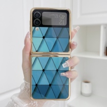 Samsung galazy Zflip3 mobile phone shell plated glass shell ultra-thin filp3 frosted protective sleeve flip3 feel upscale genuine leather texture shell full package anti-fall sm-f71