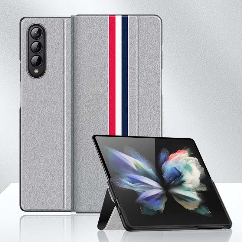 Samsung Fold3 Mobile Shell Protection Shell Fold3 Protection Screen Zfold3 Protective Set All-Pack Real Leather Texture W22 Ultra-thin SM-F9160 Anti-Fall Heart Contact the Limited Edition