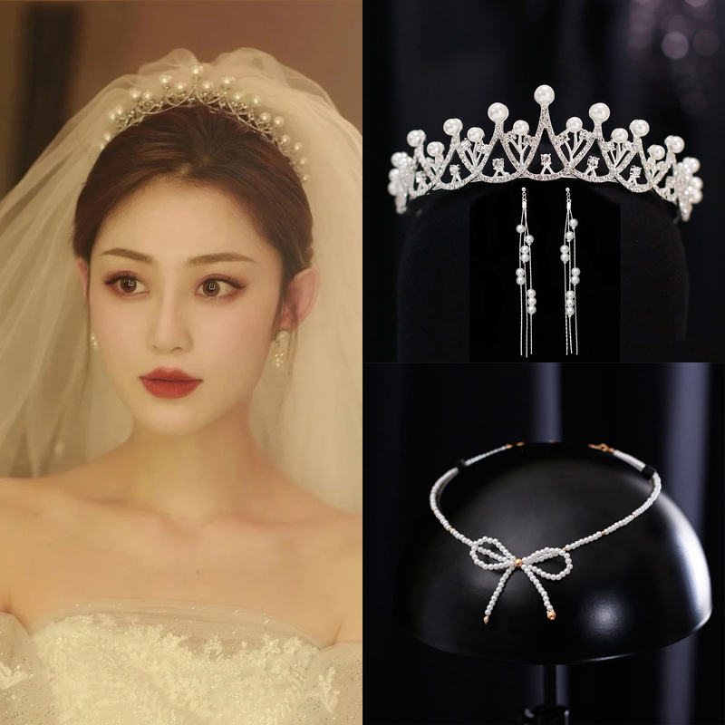 Bridal Headwear Crown 2021 New Sensational Super Fairy Wedding Crown Jewel Korean Style Superior Sense Three Suits