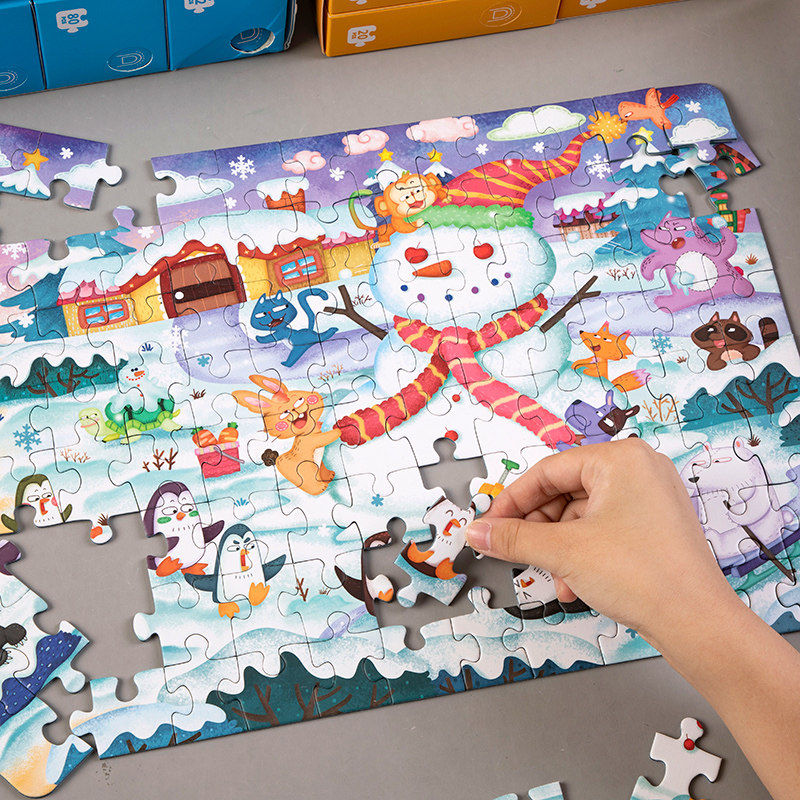Children's puzzle puzzle 3 to 6 years old 4 baby 5 snowman boys and girls 7 kindergarten 2 boys cartoon image toys