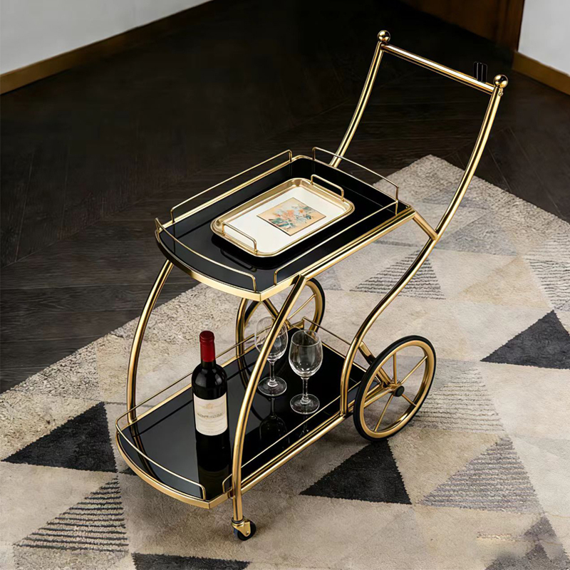 Cake Delivery Cart, Beverage Cart, Hotel Restaurant Delivery Cart, 4-Wheel Mobile Trolley, Commercial Three-Tier Beverage Cart, Tea Cart