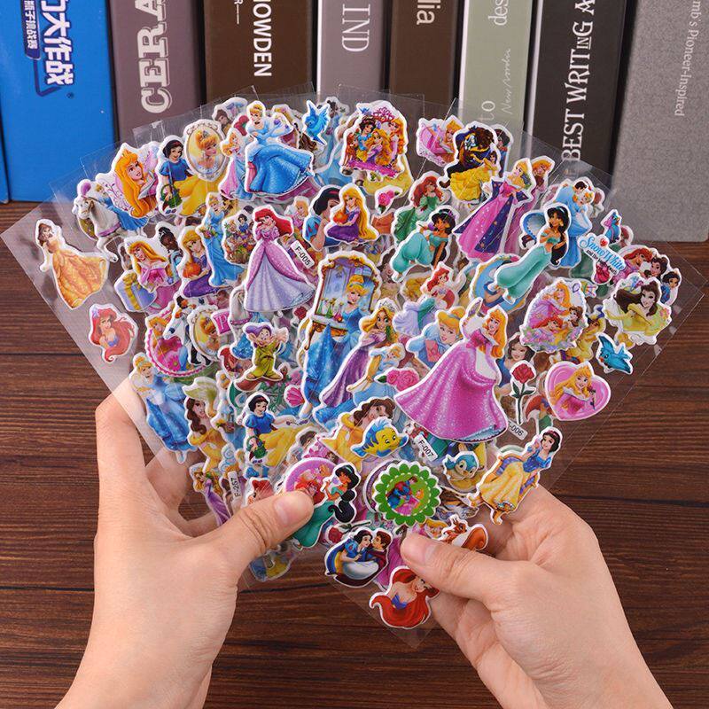 Princess Stickler Children Toy Girl Cartoon Stickup 3D Cubism Stickup Paper Self-Glued Baby Reward Stickers Praise
