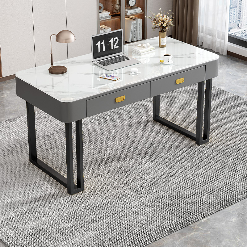 Computer Desk, Desktop Gaming Table, Bedroom Home Desk, Dressing Table, Integrated Tempered Glass Office Chair Set