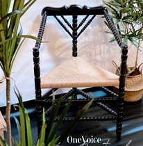 Red Brick House Onevoice Medieval Feel Solid Wood Engraving Corner Chair Black