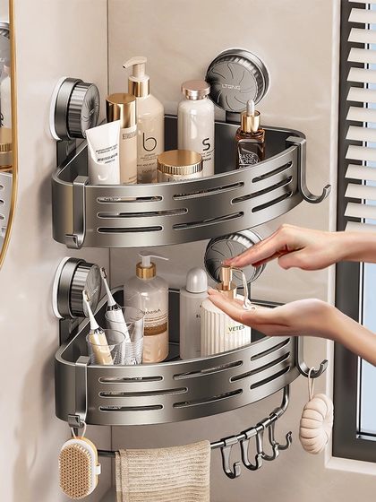 吸盘三角无痕置物架卫生间浴室厕所用品收纳架转角架置物架壁挂式