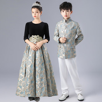 Chorus Performance Costumes Chinese Style Children's Formal Wear Republic of China Zhongshan Suit Boys' Chinese-Style Formal Wear National Style Hostess