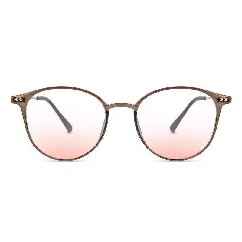 Ultra-Light Cold Tea-Colored Blush Glasses for Women with Myopia, Prescription Lenses, Pure and Alluring Atmosphere, Natural Makeup Look, Non-Prescription Glasses, Trendy