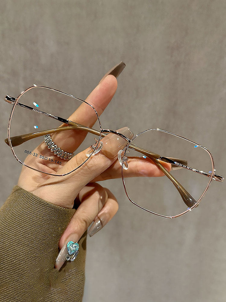 2025 New Polygonal Gold-Rimmed Prescription Glasses, Professional Customizable Prescription Lenses, Ultra-Light Frame for Women, Perfect for a Natural Look, Suitable for Students