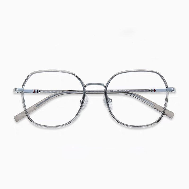 Polygonal Photochromic Myopia Glasses for Women, Can Be Fitted with Prescription Lenses, Korean Style, Natural Look, Face-Slimming, for Elementary School Students