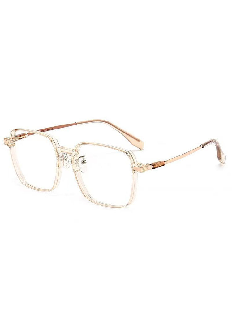 Color-Changing Myopia Glasses for Women, Ultra-Light, Trendy, Cool Tea-Colored Transparent Frame, High-Value, Large Frame, Slimming, Natural Look, Non-Prescription Glasses