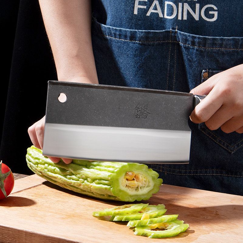 Bearing Steel Old-Fashioned Hand-Forged Dual-Purpose Chopping and Cutting Knife for Home and Commercial Use, Suitable for Cutting Bones, Barbecue, and for Use in Food Stalls