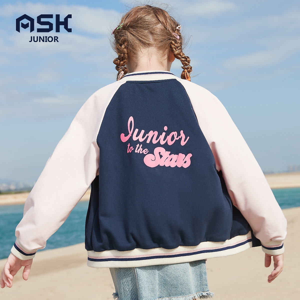ask girls jacket spring and autumn 2022 new style Korean version of the children's baseball uniform girls jacket top autumn clothing