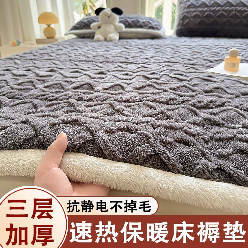 Winter Taffeta Milk Velvet Mattress Pad Soft Cushion for Dormitory Students Single Thickened Warm Blanket Pad Quilt