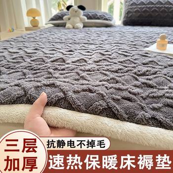 Winter Taffeta Milk Velvet Mattress Pad Soft Cushion for Dormitory Students Single Thickened Warm Blanket Pad Quilt