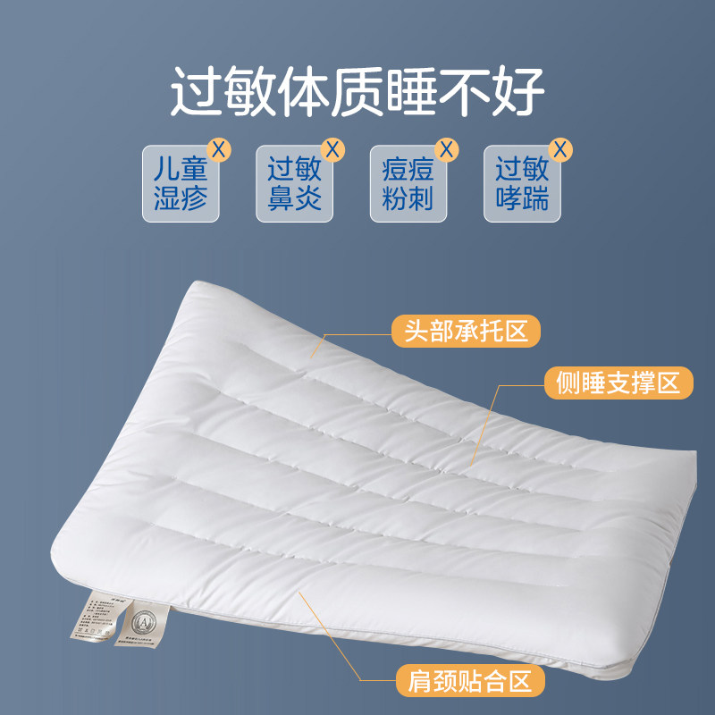 Class a Pillow, Low Pillow, Ultra-Thin Pillow, Short Pillow Core, Soft Pillow, Home Use, Single Person, Men's Neck Protection, Sleep Aid, Children