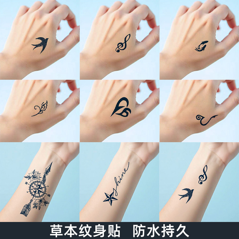 Herbal Tattoo Stickers for Men and Women, Waterproof, Long-Lasting, High-End Feel, Back of the Hand, Tiger Mouth, ins Style Small Pattern, Realistic Tattoo