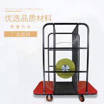 Hotel glass carousel transport hand trailer banquet table 10 grid truck mobile transfer floor wall