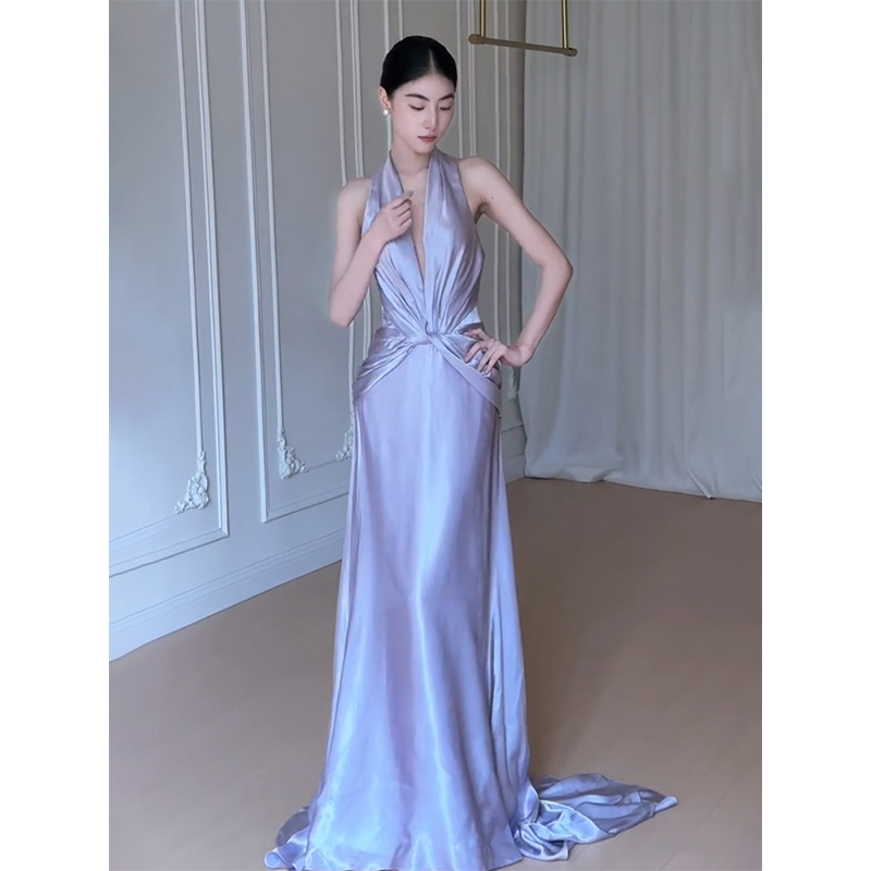 Super Fairy-Like Purple Dressing Gown for Women, Niche Elegant French Engagement Evening Dress, Stunning and High-End for Birthday Parties Super Fairy-Like Purple Dressing Gown for Women, Niche Elegant French Engagement Evening Dress, Stunning and High-End for Birthday Parties