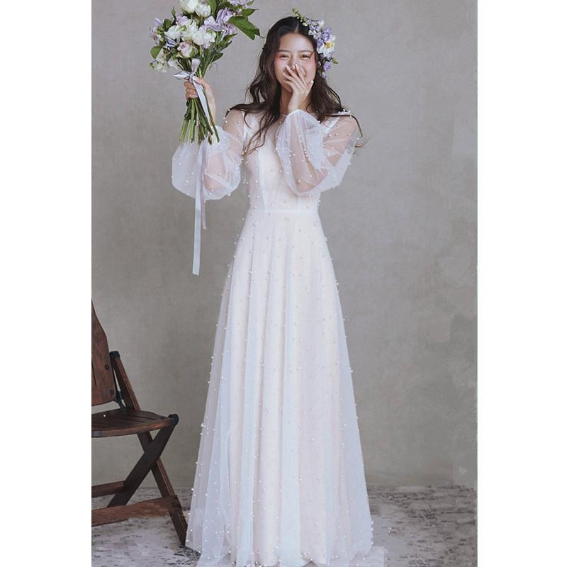 Light Wedding Dress for Travel Photography, Super Fairy-Like, Simple Forest Style, Floor-Length, White, Slimming, Outdoor, Korean Style, 2026 New Style, Small Dress for Autumn Light Wedding Dress for Travel Photography, Super Fairy-Like, Simple Forest Style, Floor-Length, White, Slimming, Outdoor, Korean Style, 2026 New Style, Small Dress for Autumn