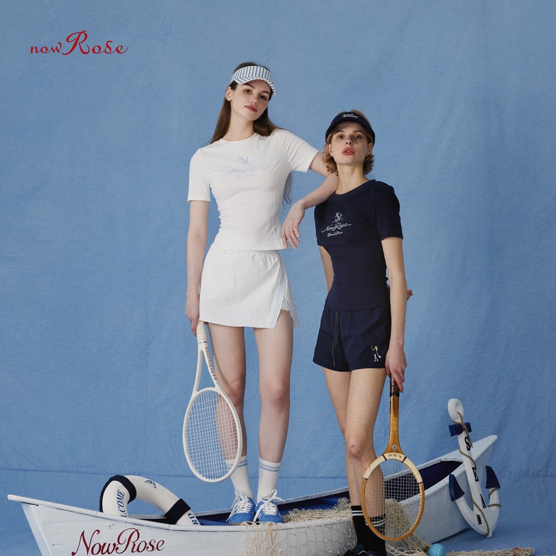 Nowrose Tennis Wear Short-Sleeved Suit Sports Top Tennis Skirt Pants Running Fitness T-Shirt Badminton Suit