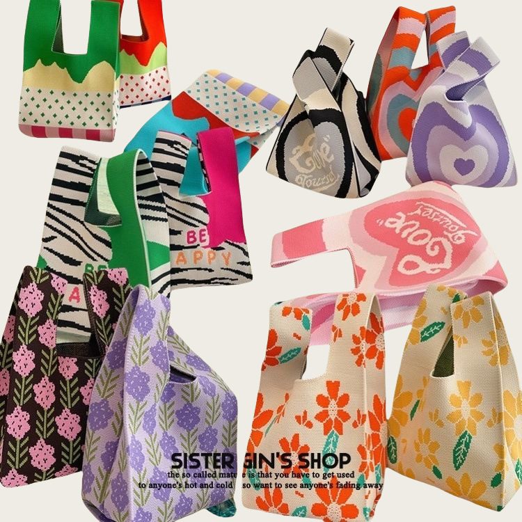 2025 Knitted Yarn Handbag, Cute Large-Capacity Panda Student Shopping Tote Bag