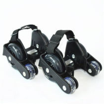 Xirou pays for transportation tools to go to work mini portable auxiliary wheels PU roller skates four-wheel heely shoes pure black P