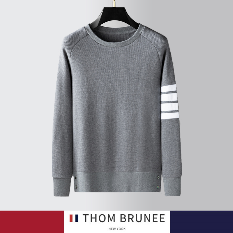 Tb Tom Brown Official Flagship Store Autumn and Winter Waffle Men's and Women's Couple Outwear Sweatshirt Cotton Stripesd Trendy