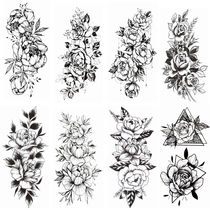 Dark Black Ensemble Tattoo Patch Waterproof Persistent Emulation Feminine Back Melanin Caesarean Section Tattooed With a scar