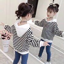 Girls autumn long sleeves embroidered necropolis 2021 new foreign air CUHK Tong Liancap striped blouse