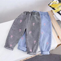 Girl Fall Long Pants 2021 New Tide Pants Baby Han Version Loose Wear Foreign Air Middle Children Trendy Autumn Clothes
