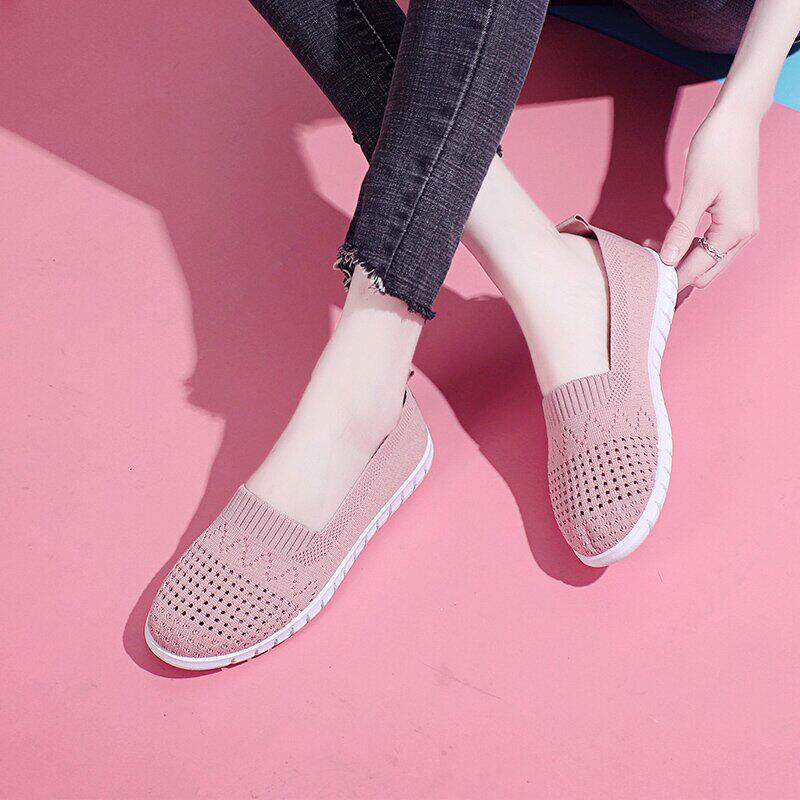 Hon Stellar Tide Summer Hollowed-out Women's Shoes Light Soft-bottom Elderly Shoes One Foot Pedal Middle-aged Mom Non-slip Cloth Shoes Breathable