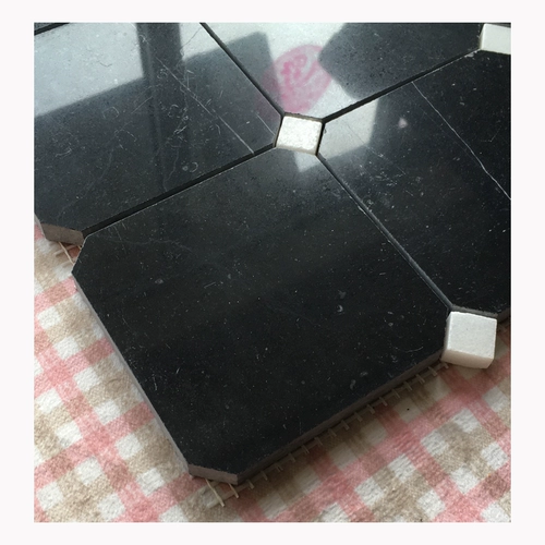 Черно -белая каменная мозаичная наклейка натуральная мрамора китайская черная восьмиугольная ванная комната ванная балконная плитка напольная плитка кухня