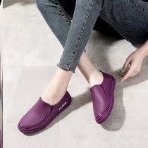 Spring Autumn Fashion Light Mouth Rain Shoes Women Waterproof Non-slip Flat Bottom Rain Boots Women All Season Wear wash Wash Kitchen Working Rubber Shoes