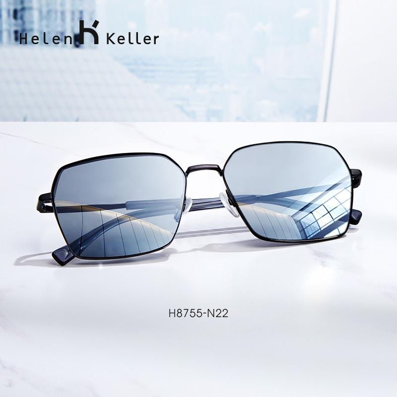 Helen Keller polarized sunglasses men's personality square sunglasses myopia driving special glasses can be equipped with degree H8755