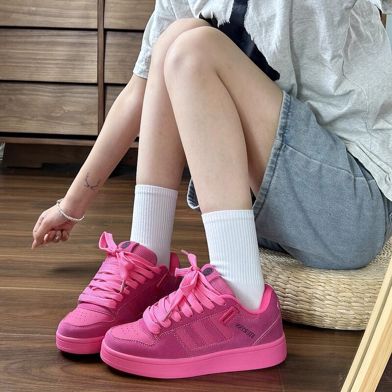 Rose Red Shoes Women's Sneakers 2025 Autumn New Sports Shoes Suede Leather Couple Shoes Retro German Training Shoes Men