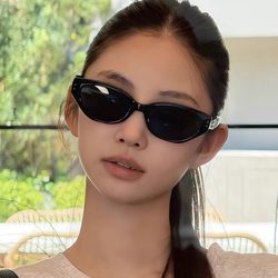 Jennie-Style Retro Cat-Eye Sunglasses for Women, Small Frame, Slimming, High-End Feel, Internet Celebrity, Uv Protection, Trendy Sunglasses